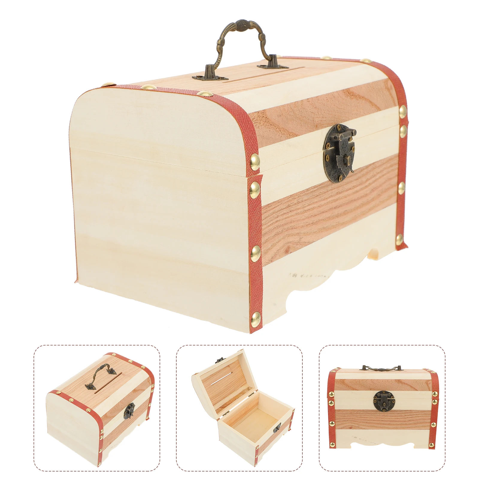 

Деревянная копилка в стиле ретро, винтажный чехол для хранения серег с сокровищами и замком для детей