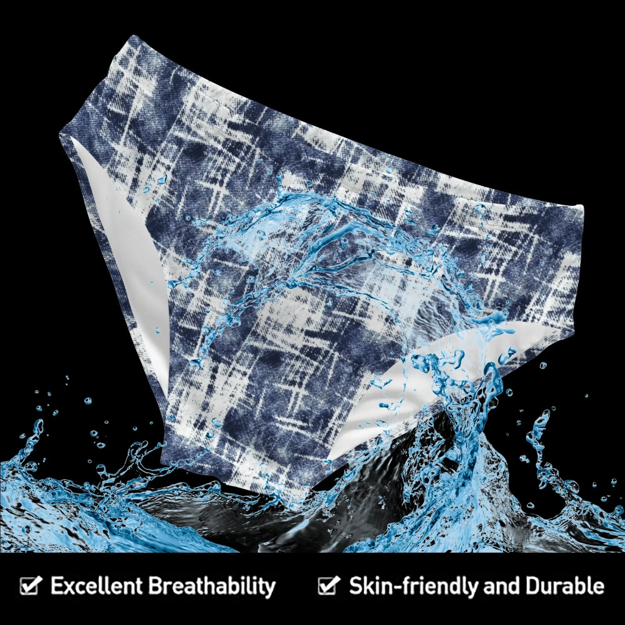 Men's Swim Trunks Denim Texture Vintage Fashion Print Sexy Men's Briefs Swimwear Lightweight Breathable Beach Surf Shorts