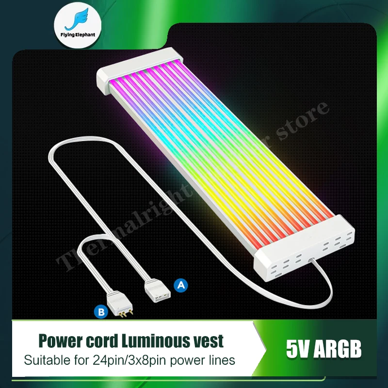 RGB Cover For Computer PSU Extension Cables, PC Cabinet Lighting Decoration For GPU 8PinX2 / 8PinX3, ATX 24Pin