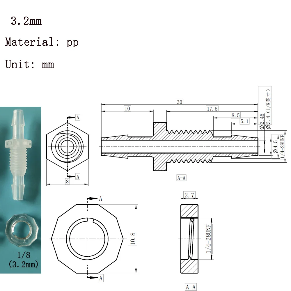 Adapter PP Plastic Air Valve Pipe Dispensing Subpackaging Trainer Barrel Fitting Silica Gel Tube Connector Pagoda Head