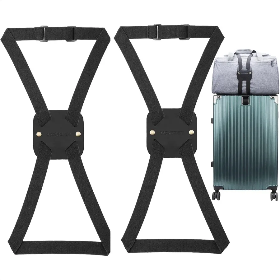 

Adjustable Lage Straps for Suitcases Add a Bag High Elastic Travel Bag Bungees Connecting Carry On Bag TSA Appd 2 Pack Black