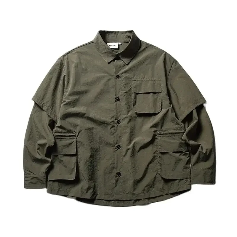 Men Cityboy Outdoor Fashion Multi Pocket Loose Casual Splice Long Sleeve Cargo Shirts Male Harajuku Streetwear Oversize