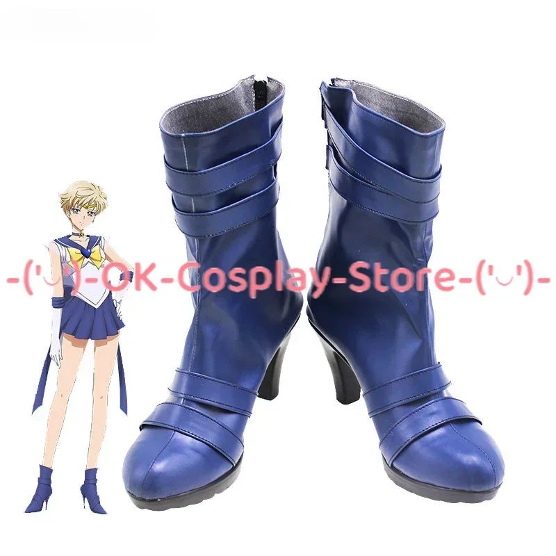 [Angepasst] Tenoh Haruka Cosplay Schuhe Uranus Anime Roleplay Requisiten Halloween Karneval Urlaub Party PU Leder Stiefel