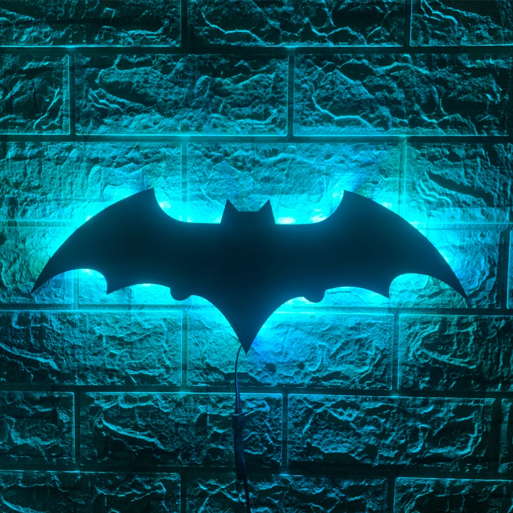 ZK50 Modern Cool Bat LED Wall Lamp Interior Decoration Background Wall Night Light USB Plug-in Remote Control Cable 2 Meters