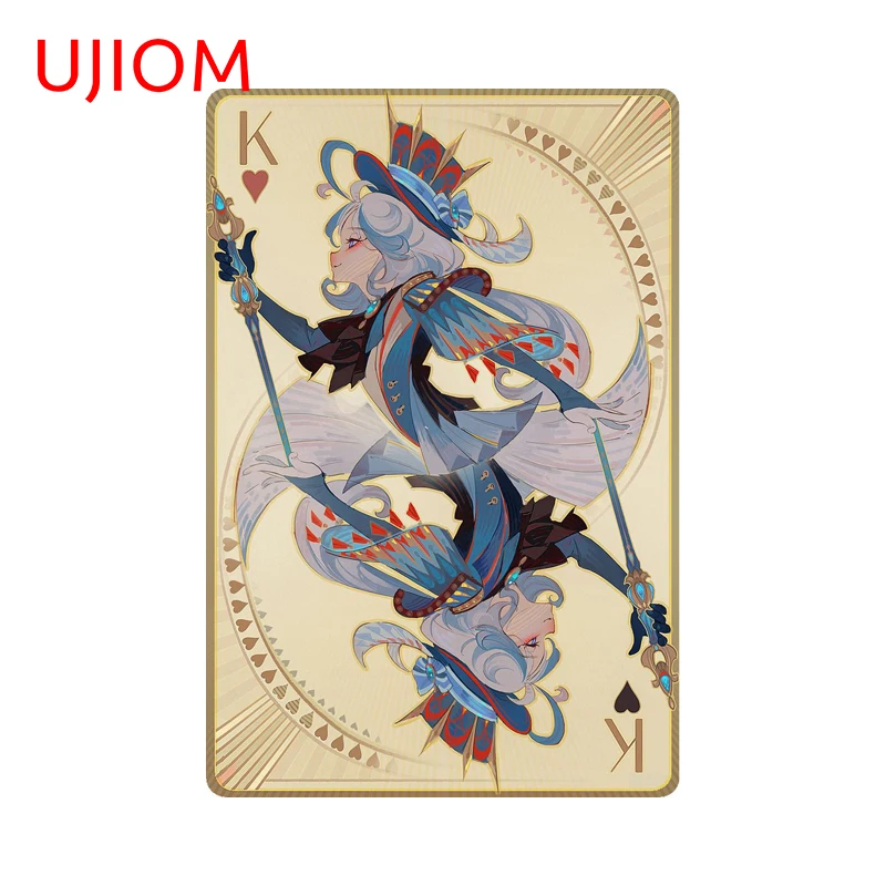 UJIOM Furina Genshin Impact Mirror Wall Stickers Vintage Poker Card Style Game Room Toolbox Notebook Decal High Quality Poster