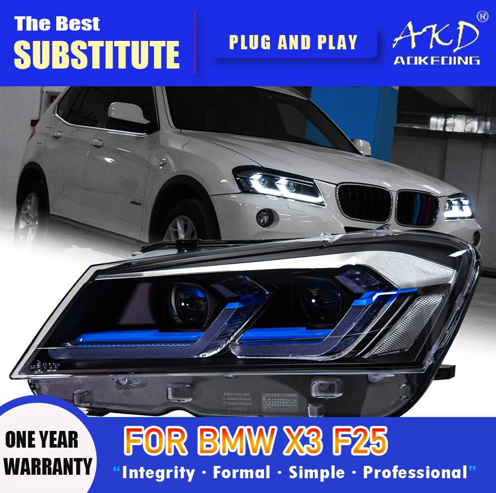 

Фара AKD для BMW X3 F25, светодиодная фара 2010-2013, фары X3 DRL, указатель поворота, дальний свет, линза проектора «ангельский глаз»