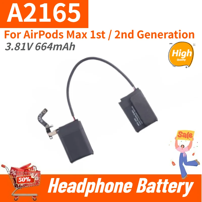 A2165 Battery 3.81V 664mAh for AirPods Max 1st / 2nd Generation Headset Li-Polymer Replacement Battery
