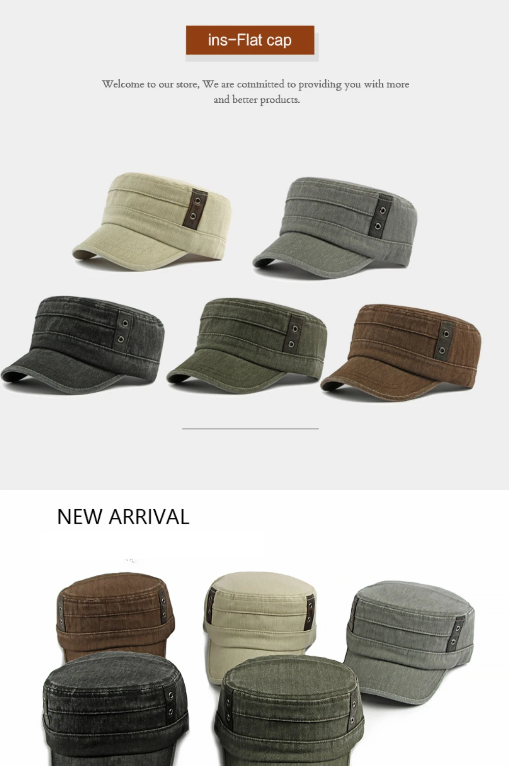 HT5083 Hochwertige Baseballkappe für Herren und Damen, neu, für alle Jahreszeiten, 100 % Baumwolle, Baseballmütze für Herren und Damen, verstellbare Militärkappe mit flachem Oberteil – Detail 1