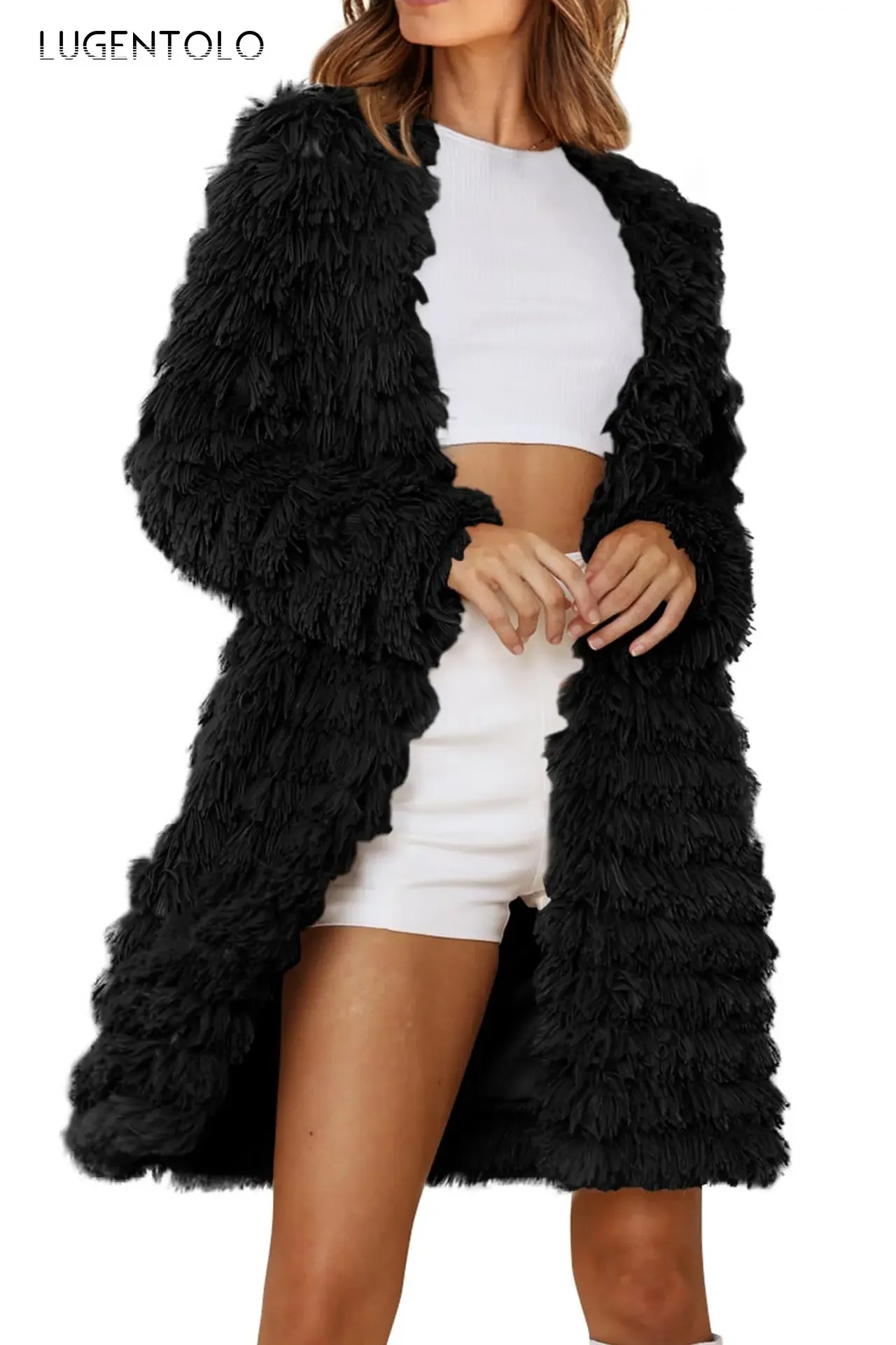 

Women Faux Fur New Coat Warm Autumn Winter 2023 Fashion Simple Female Elegant Cardigan Outwear Comfortable Cloth