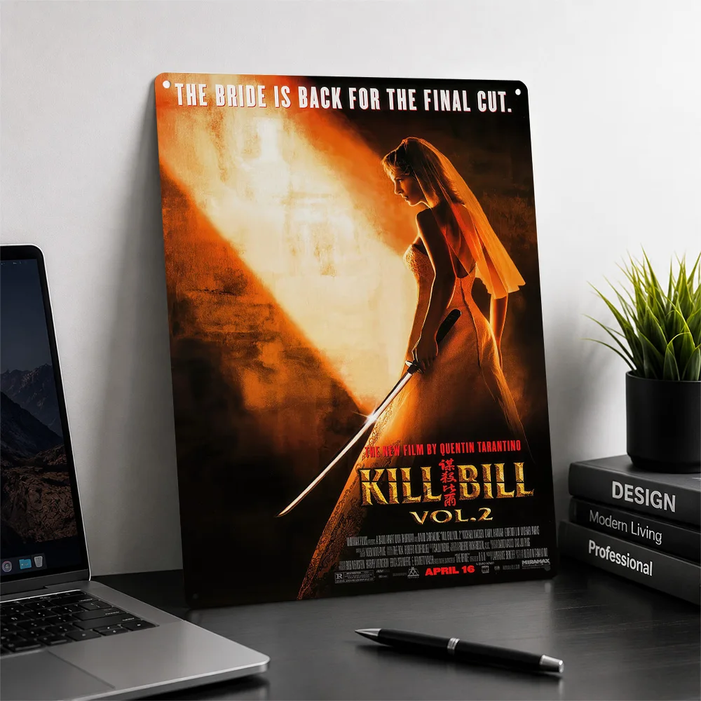Kill Bill Vol. 2 Movie Poster Cinema Wall Art Customized Retro Metal Sign for Man Cave Home Decor Film Fan Gift Room Decoration