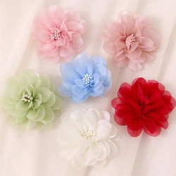 2/5Pcs 6CM Chiffon Fabric Artificial Flower For Home Room Wedding Invitation Artificial Flowers For Dress Decoration Accessories