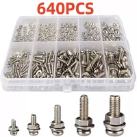 640/320pcs Premium Stainless Steel Screw and Nut Assortment Kit Corrosion-Resistant Snap-in Nuts M2 to M5 Sizes Ideal for DIY