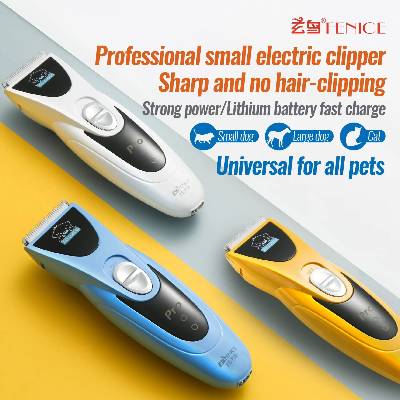 Fenice Professional Dog Cat Hair-dressing Small Electric Clipper Fast Charge Low Vibration Noise Reduction Universal For All pet