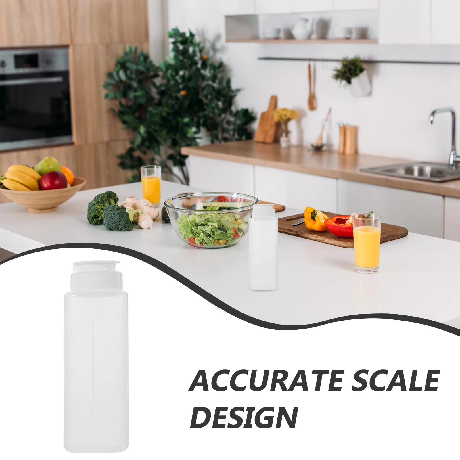 

200ML Leak Proof Oil Dispenser with Accurate Scale for Kitchen Cooking Plastic Squeeze Bottle Soy Sauce Vinegar Container