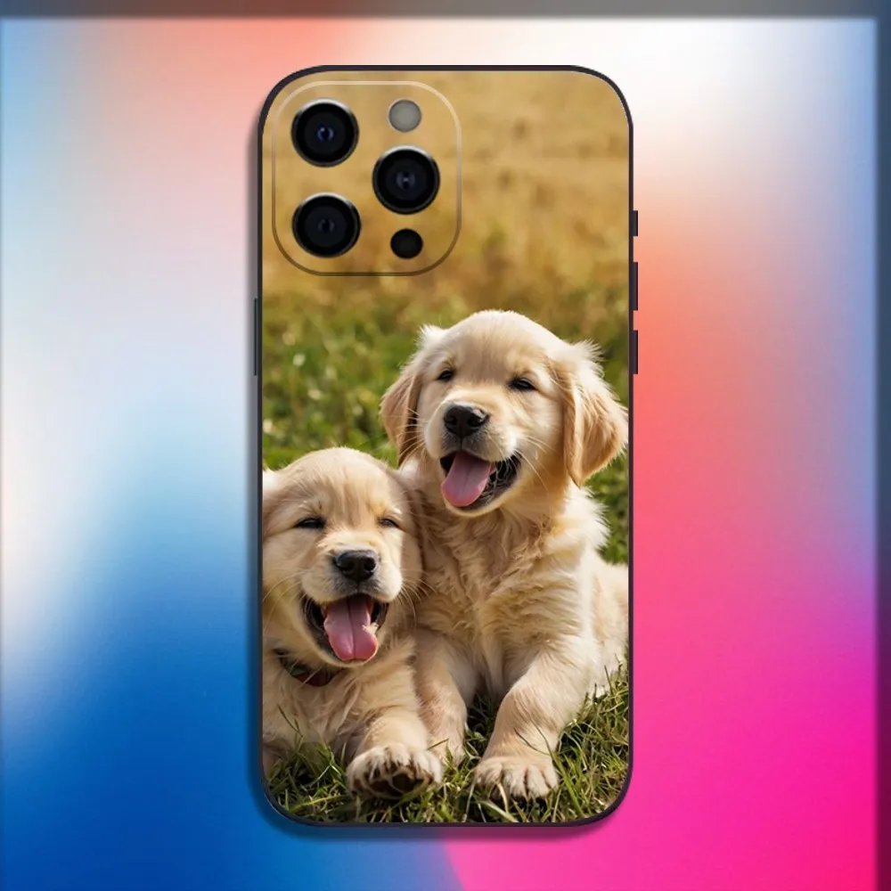 Golden Retriever Dog Pet Phone Case For iPhone 16,15,14,13,12,11,Pro,X,XS,Max,XR,Plus,Mini Soft Black Cover