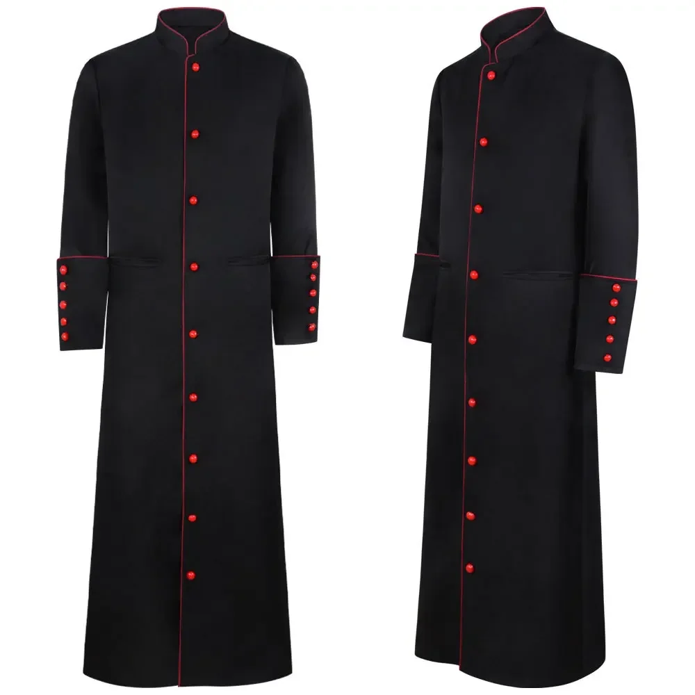 New Medieval Coat Men Cosplay Medieval Cloak Victorian Turtleneck bridegroom Long Jacket Renaissance Men Costume S-3XL