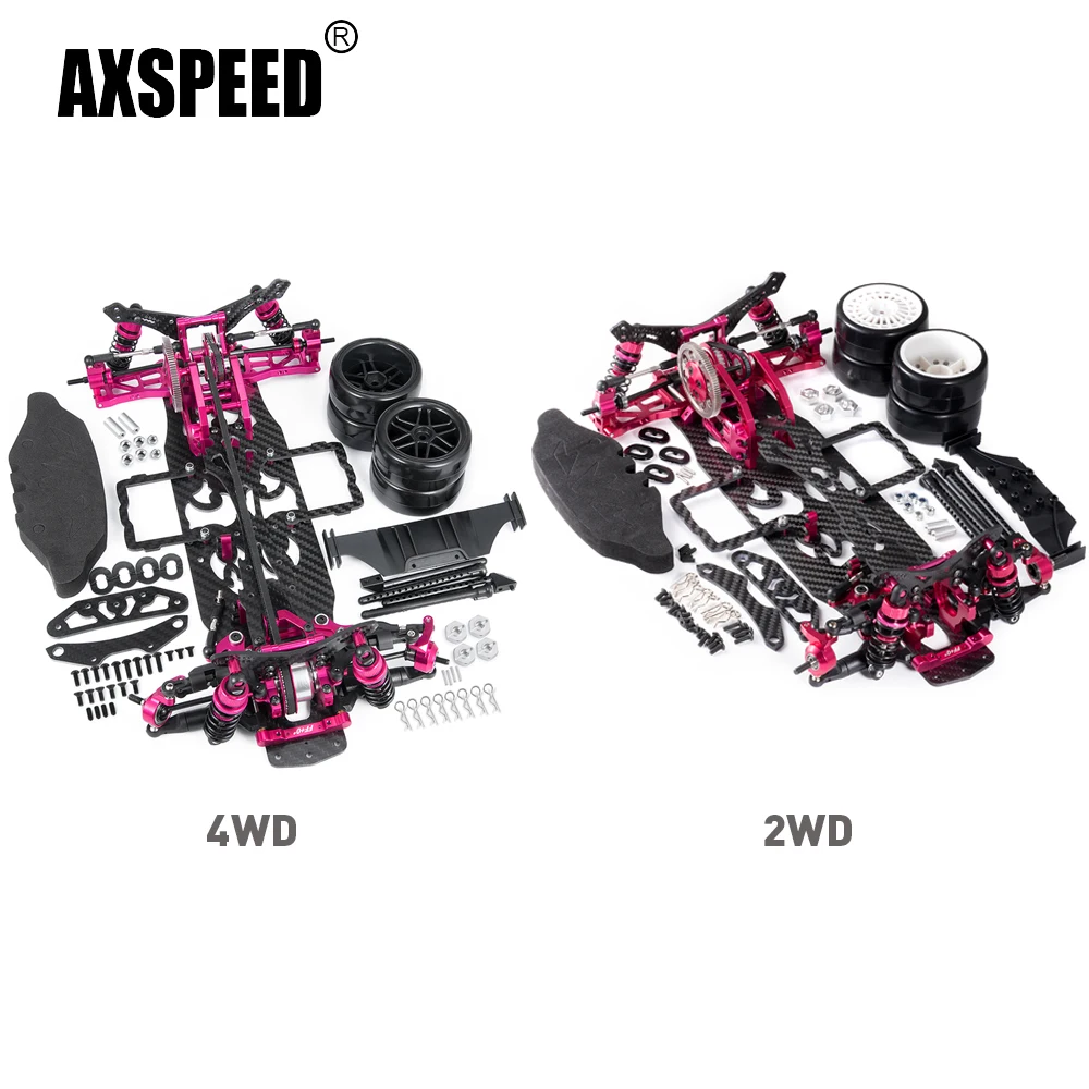 

AXSPEED Alu& Carbon Fiber & Plastic Frame Kit for Sakura D4 4WD/2WD Rear-wheel Drive 1/10 RC Drift Car Upgrade Parts Accessories