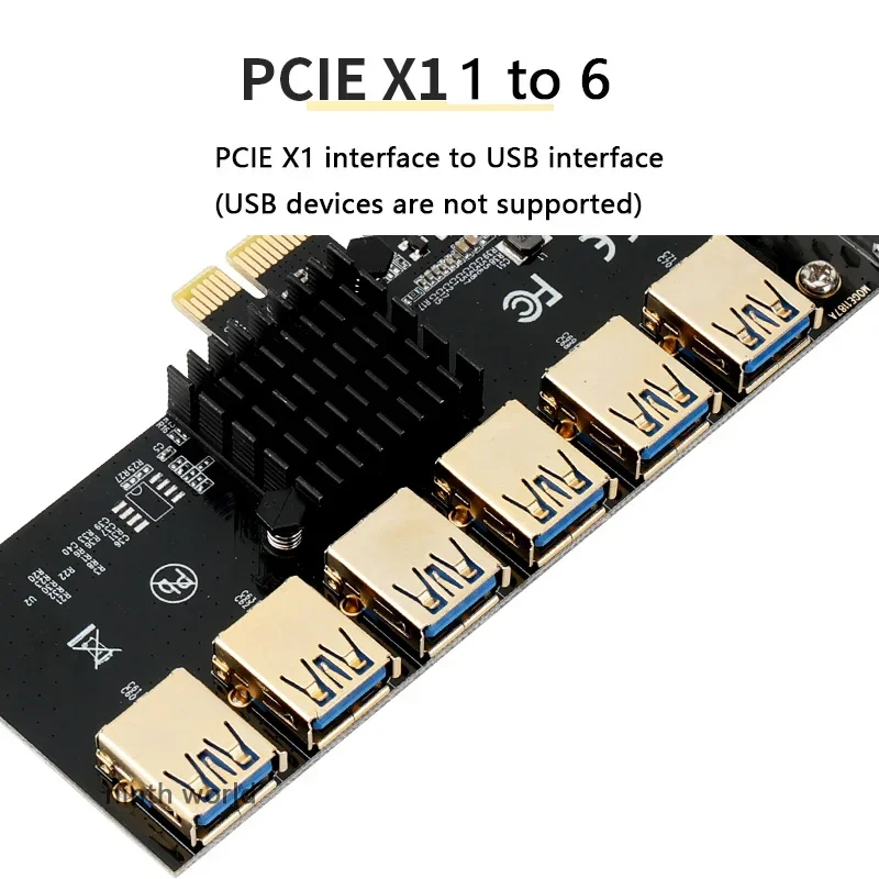 Riser PCIE 1 To 6 Slot PCI Express Multiplier Riser Card Adapter USB3.0 PCIE X1 To X16 Extender 010X Riser For Video Card Mining