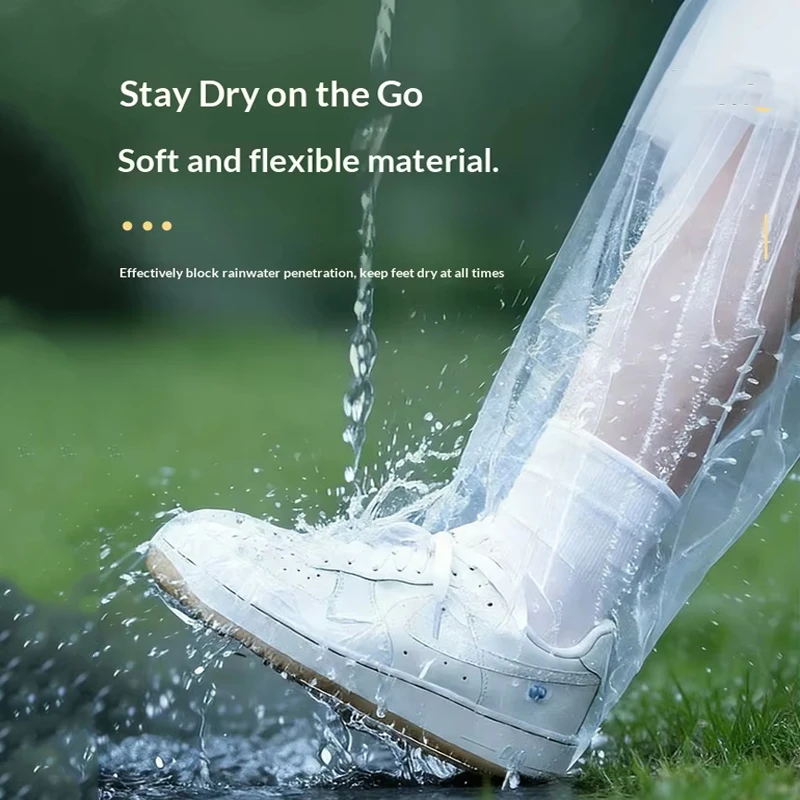 5 PairTall Clear Disposable Waterproof Shoe Covers Plastic Rain Overshoes Portable Non‑Slip Shoe Protector for Outdoor Travel