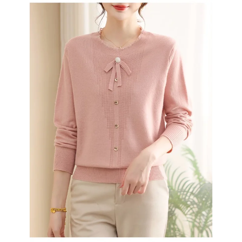 Base girocollo Nuovo maglione lavorato a maglia cinese Top pullover a maniche lunghe tinta unita allentato