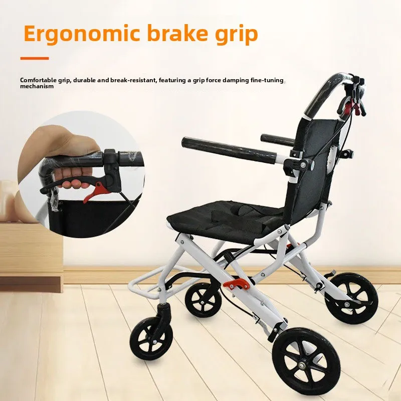 Popular aircraft wheelchair, lightweight folding travel portable wheelchair for the elderly, simple elderly hand push scooter