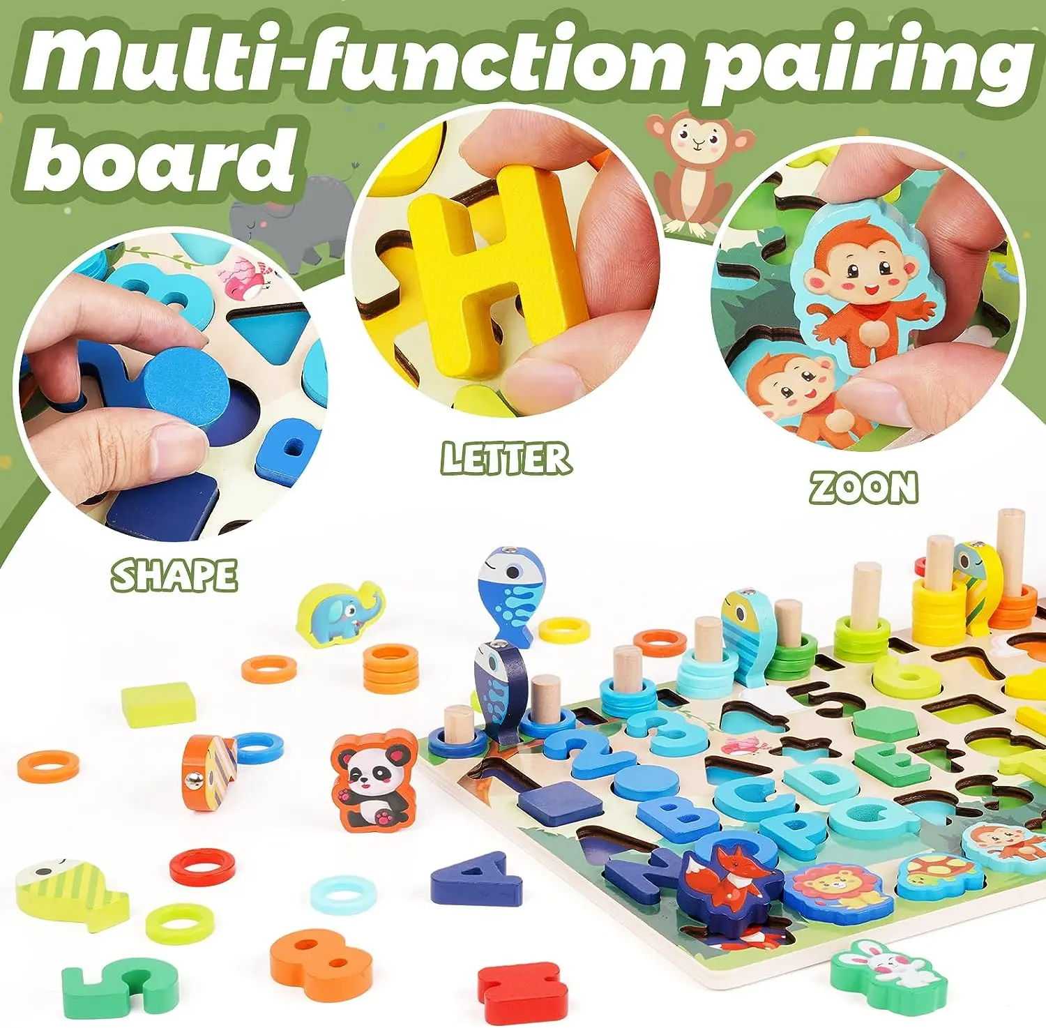 Montessori Number Board Wooden Math Toys Cognition Figure Matching Puzzle Preschool Busy Board Educational Puzzle Toys for Kids