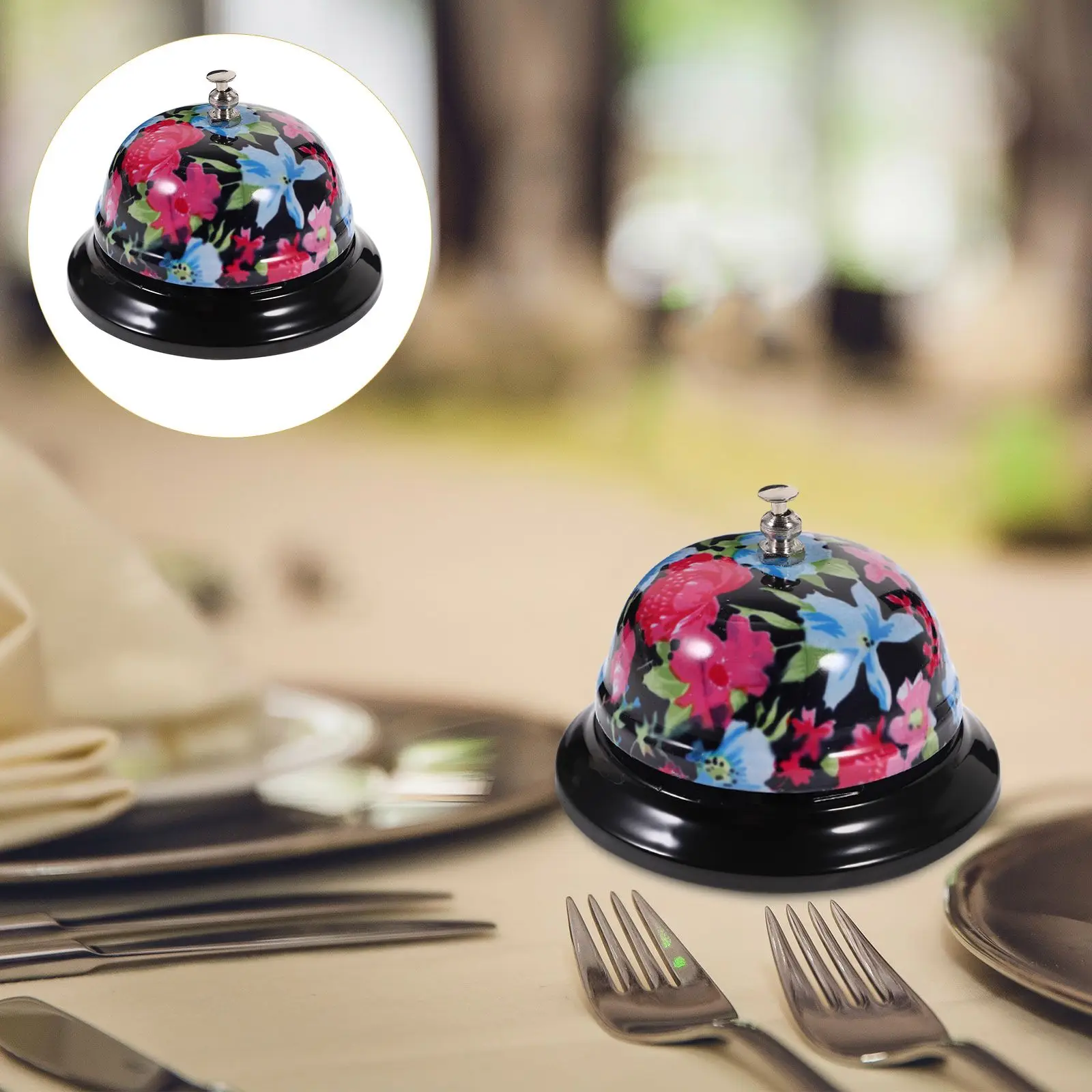 Dinner Bell Customer Call Service Bells Hand Press Metal Loud Quality Printed Pattern Kitchen Hotel Bar Reception Area