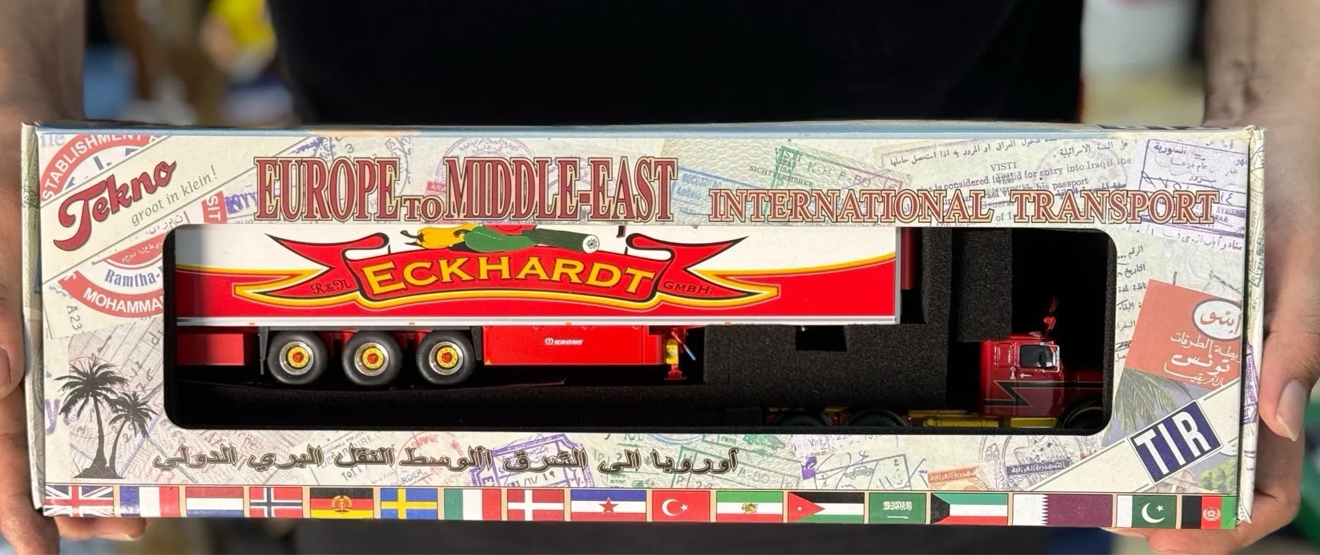 Tekno – camion conteneur moulé sous pression, échelle 1/50, modèle de voiture en résine, jouet à collectionner, cadeau, affichage Souvenir, ornement