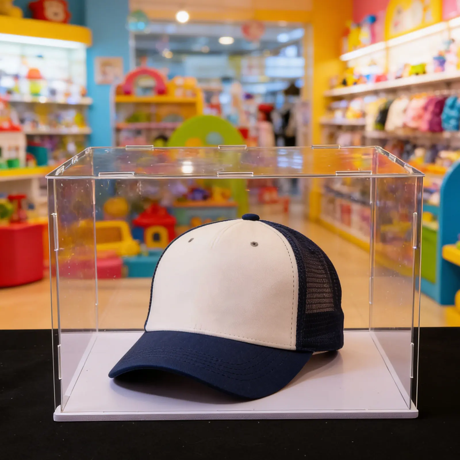

Прозрачный акриловый футляр для бейсболок, пылезащитная витрина-подставка для коллекционных кепок и автографов, 7.87x11.81x9.84 дюйма