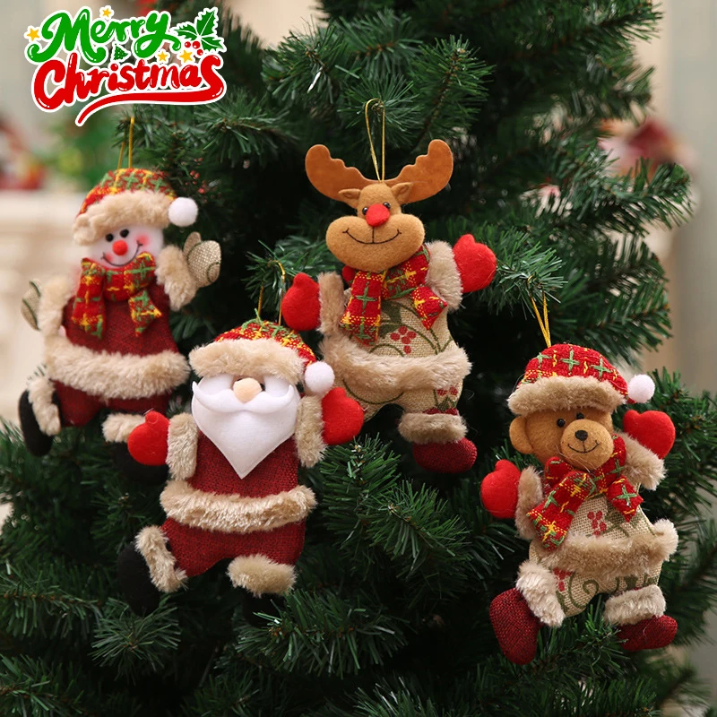 Weihnachtsbaum-Hängeornamente-Set mit Weihnachtsmann-Schneemann-Elch-Designs, festliche Dekoration für Zimmer, Urlaub, Party-Dekoration