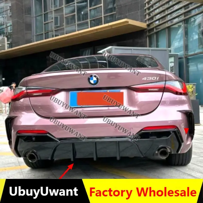 For BMW G22 G23 ABS Glossy Black /Carbon Color Rear Bumper Diffuser Lip Spoiler Car Body Kit Accessories 2020+