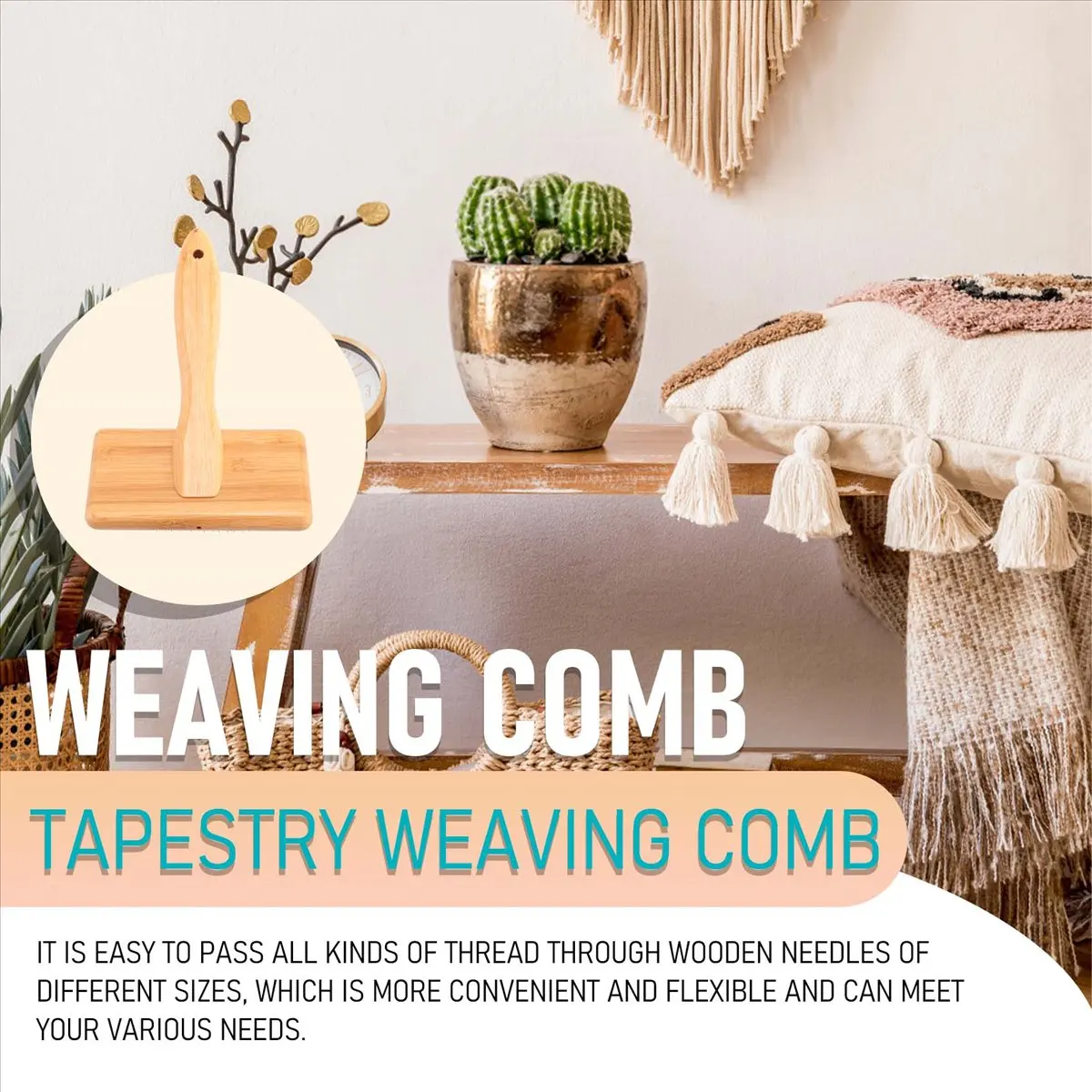 MALL Macrame Brush Tapestry Weaving Comb Tool Macrame Fringe Weaving Knitting Accessories DIY Braided Open Knot