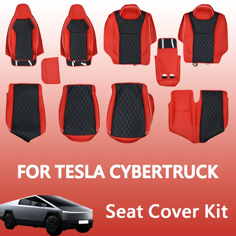 Seat Covers Compatible with Tesla Cybertruck 2024, Full Coverage PU Leather Seat Protector with Armrest Cover fit Cybertruck