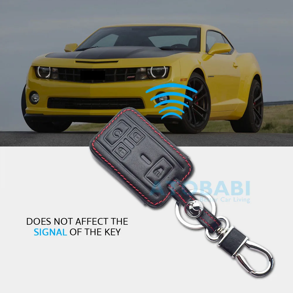Leather Car Key Case For GMC Sierra Yukon Canyon Chevrolet Colorad Silverado Suburban Tahoe 4 Buttons Remote Fob Protector Cover