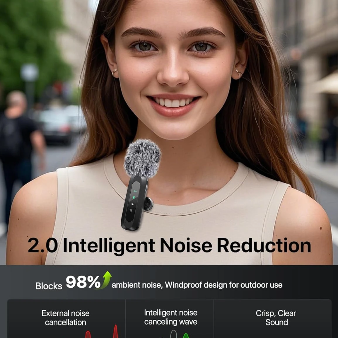 ميكروفون USB C Ti ميكروفون صغير لاسلكي لهواتف/أجهزة الكمبيوتر اللوحية/ميكروفون تسجيل فيديو بمشبك، مع مشبك قابل للدوران وتسجيل تقليل الضوضاء، مثالي لمبدعي محتوى Vlog Tiktok Youtube Podcast