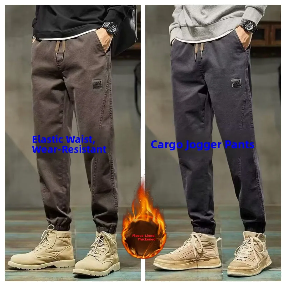 

Мужские рабочие брюки Thiened Fce на подкладке, свободные брюки-шаровары с манжетами, износостойкие повседневные брюки из чистого хлопка, осень-зима