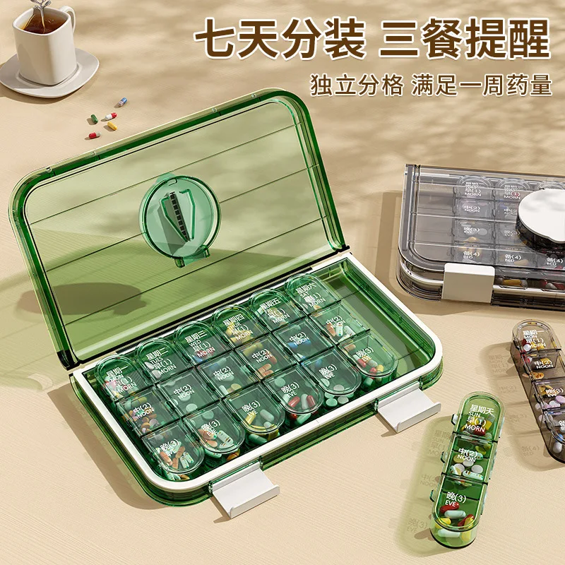 

Drug dispensing tablets Take medicine reminder Drug storage box Portable medicine box Dispenser 7 days a week 7 days a week