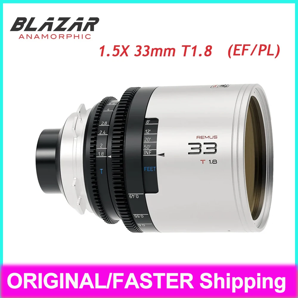 GREAT JOY BLAZAR Remus 1.5X Anamorphic Cine Lens Supports 3:2 full frame 33mm T1.8 For PL/EF Gold /Blue /Silver Flare