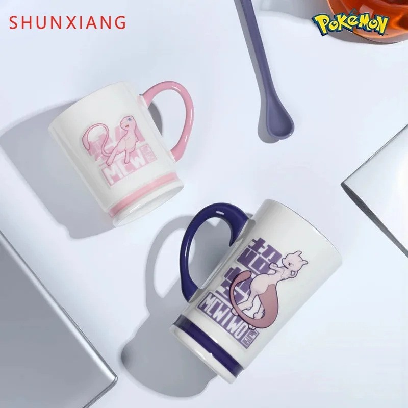 

SHUNXIANG Pokémon Ceramic Mug Set Cartoon Water Cup with Spoon＆Handle Couple's Cups Home Breakfast Milk Juice Drinkware for Gift