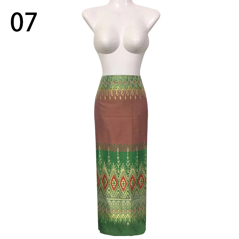 Dames Bohemien Print/Effen Elastische Taille Lange Maxi Rok Thai Traditionele Lange Rok Foto Dans Performance Formele Sarong