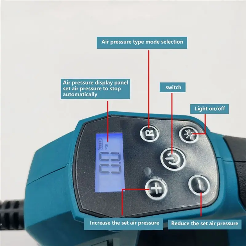 Bomba de ar elétrica sem fio, compressor de ar, bomba de ar elétrica para bateria de 18v, nova