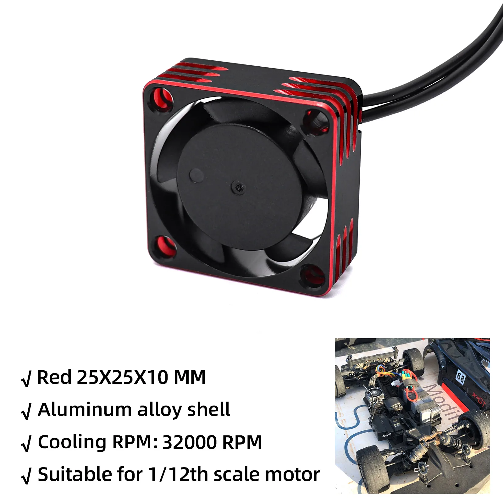 RCZIPROY RC 25mm 30mm 35mm 40mm 50mm Fan Koelventilator RC Creeper 1/10 1/8 1/5 540 550 3650 Motor Borstelloze/Geborstelde ESC RC Auto