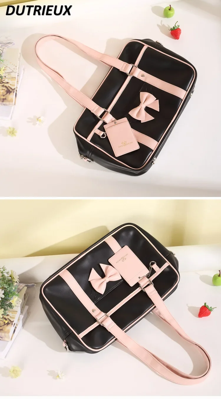 Flower Heart Shoulder Bags Girl Sweet Cute Japanese College Style Bag JK Uniform Cute Large Capacity Schoolbag for Women