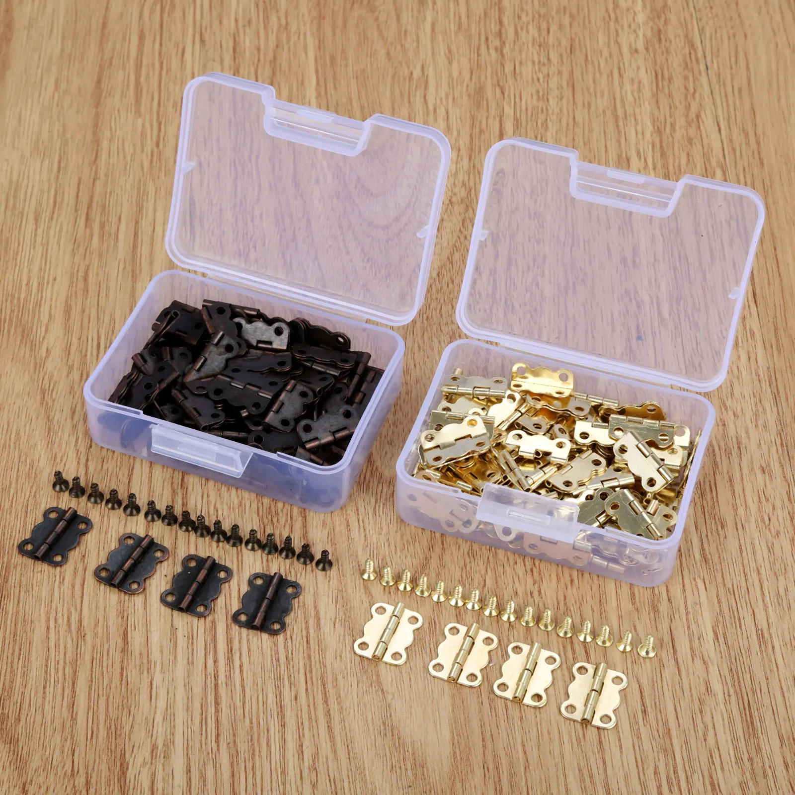60Pcs Antique Butterfly Mini Hinges with 240pcs Screws Retro Butt Hinges for Wooden Box Jewelry Chest Box Cabinet DIY 16*12mm