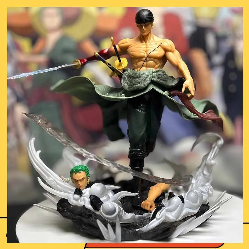 

One Piece Roronoa Zoro Action Figure - Anime Battle Statue Pvc Model Doll Collectible Toys With Double Shape And Three Knives