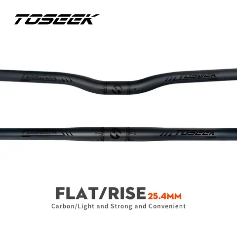 TOSEEK 블랙 매트 카본 핸들 바 자전거 핸들 바 25.4mm 접이식 MTB BMX 어린이 자전거 라이즈 또는 플랫 핸들 바