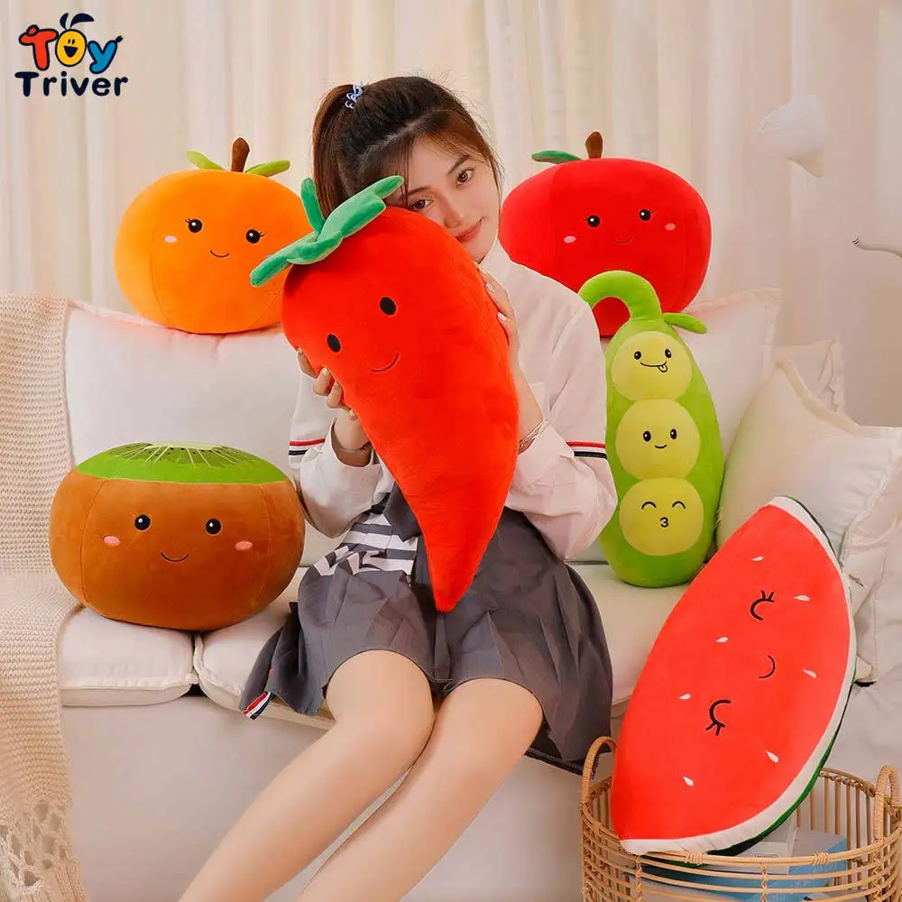 Kawaii Apple Orange Watermelon Pepper Kiwi Pea Plush Toys Stuffed Doll Kids Children Birthday Gifts Cute Home Room Decor