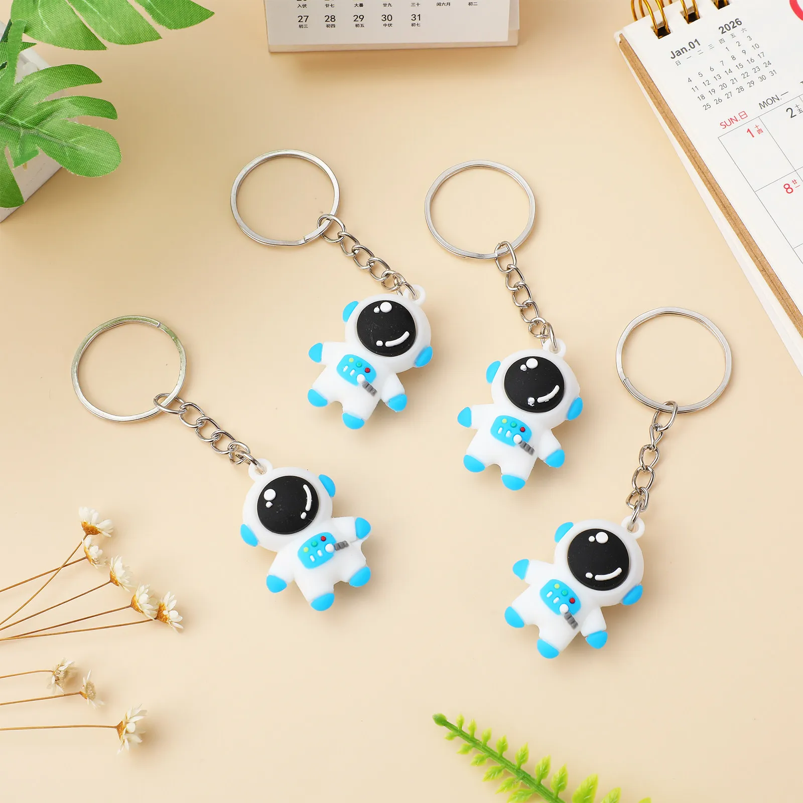 24Pcs Mini Astronaut Keychains Soft PVC Kawaii Space Keychain Charms for Backpack Purse Luggage Classroom Rewards Birthday