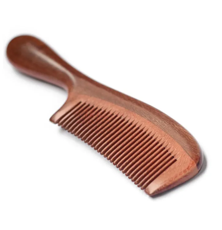 Mortise and tenon process red sandalwood comb thickened round handle red sandalwood comb