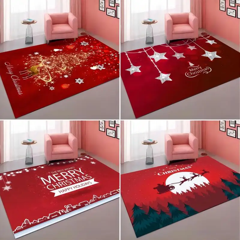 Christmas Series Red Carpet Living Room Decor Bedroom Bedside Area Rugs Cloakroom Non-slip Washable Home Coffee Table Floor Mat